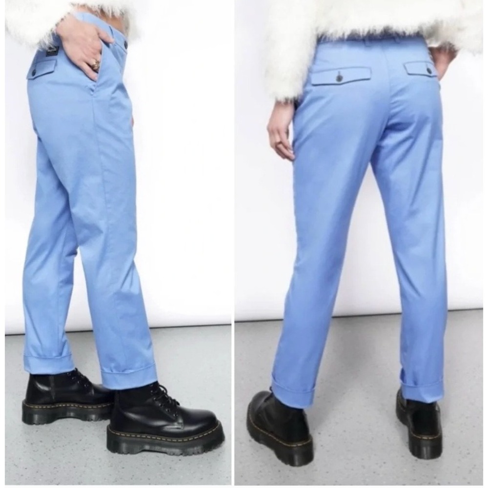 Wildfang Light Blue Straight-Leg Trousers